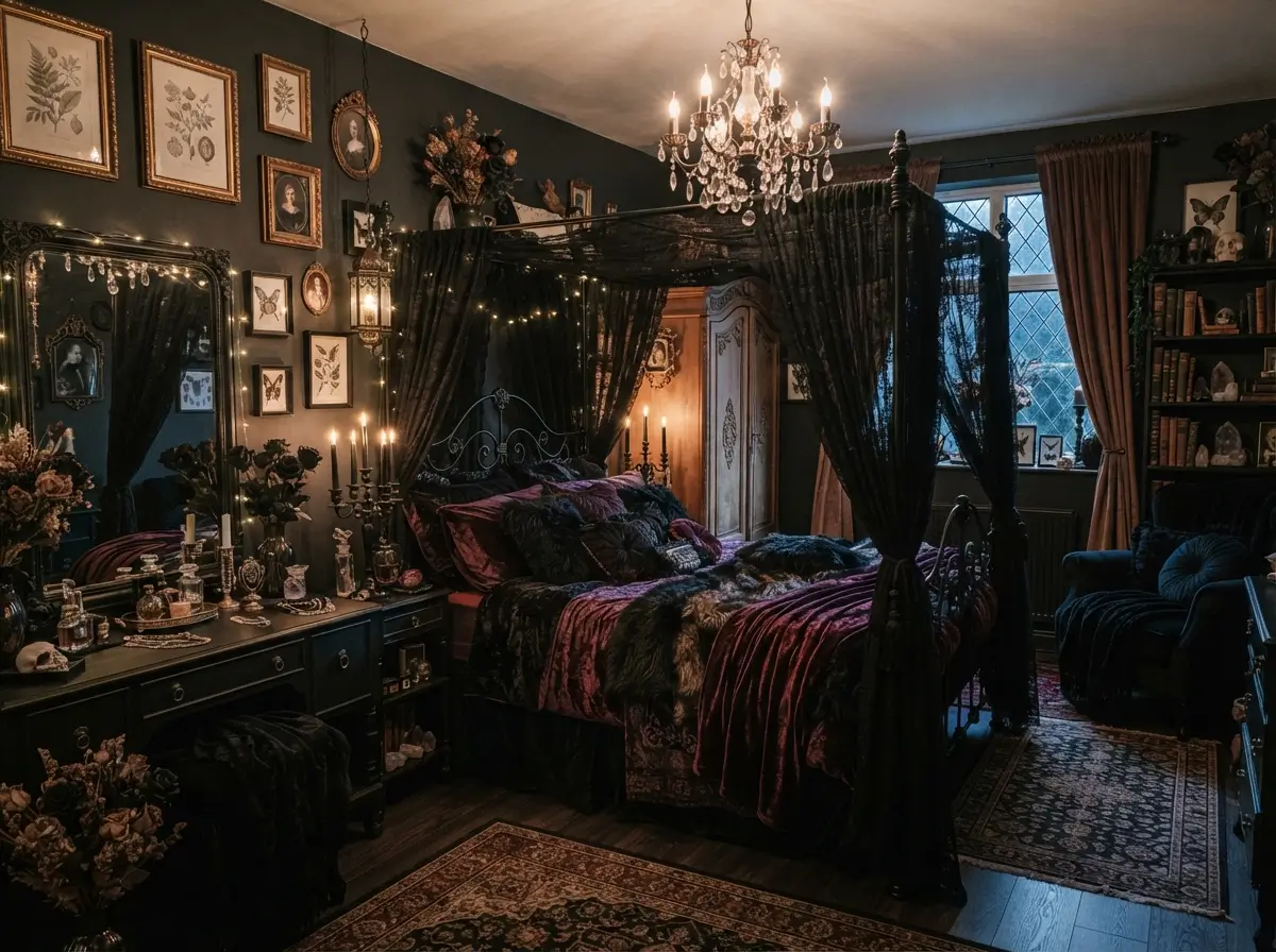 Romantic Goth Bedroom Ideas for Dark Feminine Rooms