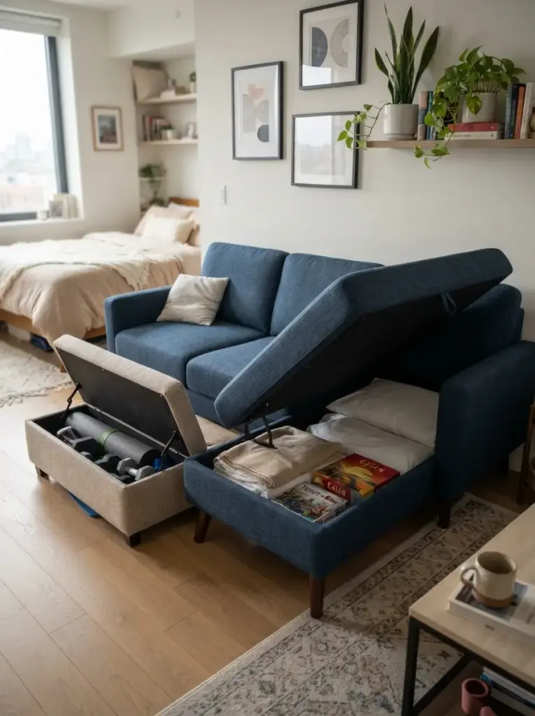 Select a sofa with hidden storage
