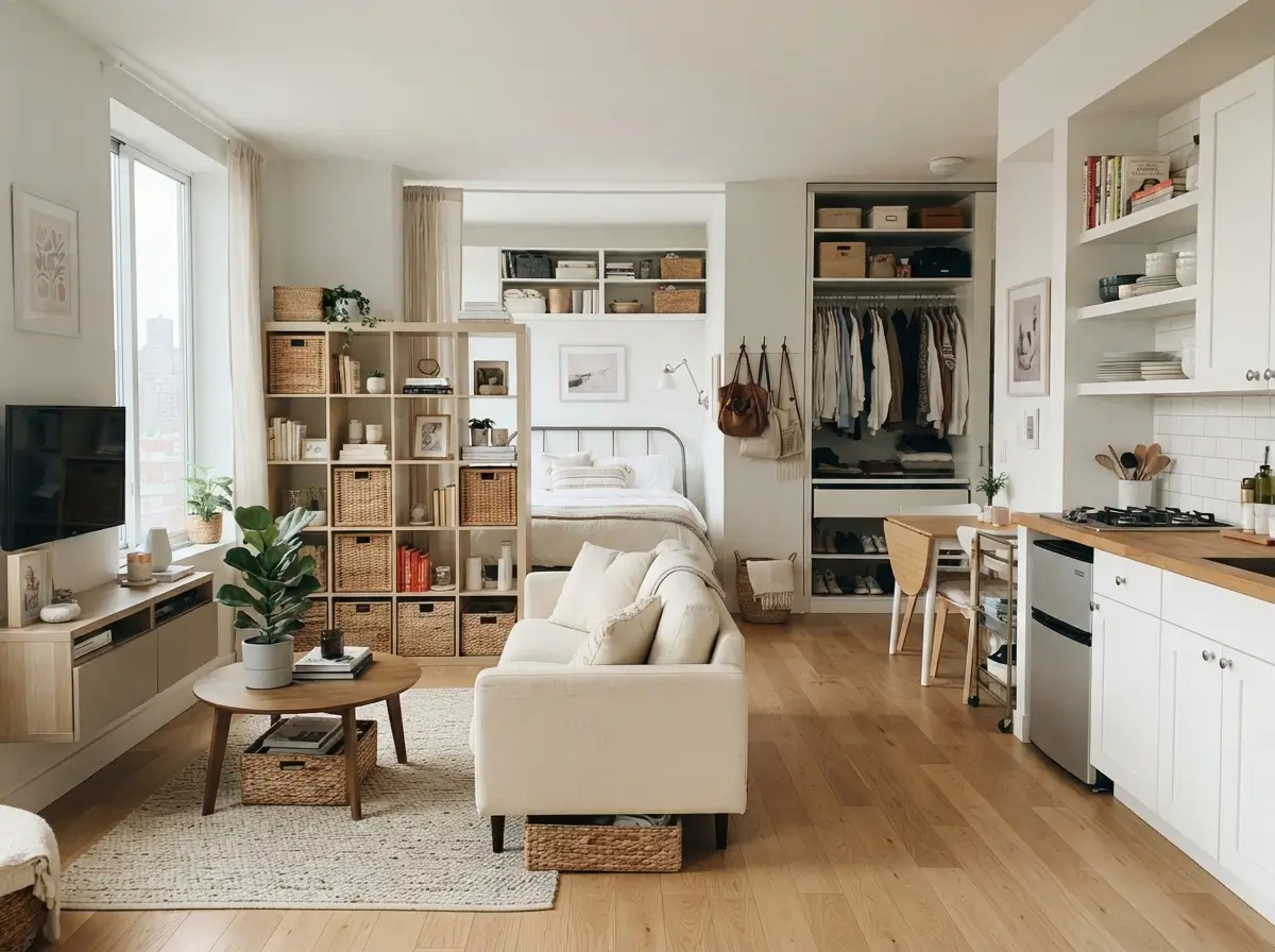 Simple Studio Apartment Decor Ideas With Clever Storage