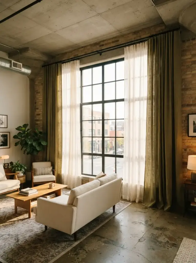 Soften Large Windows with Full-Length Curtains