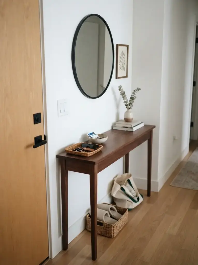 Start With a Slim Console or Wall Shelf