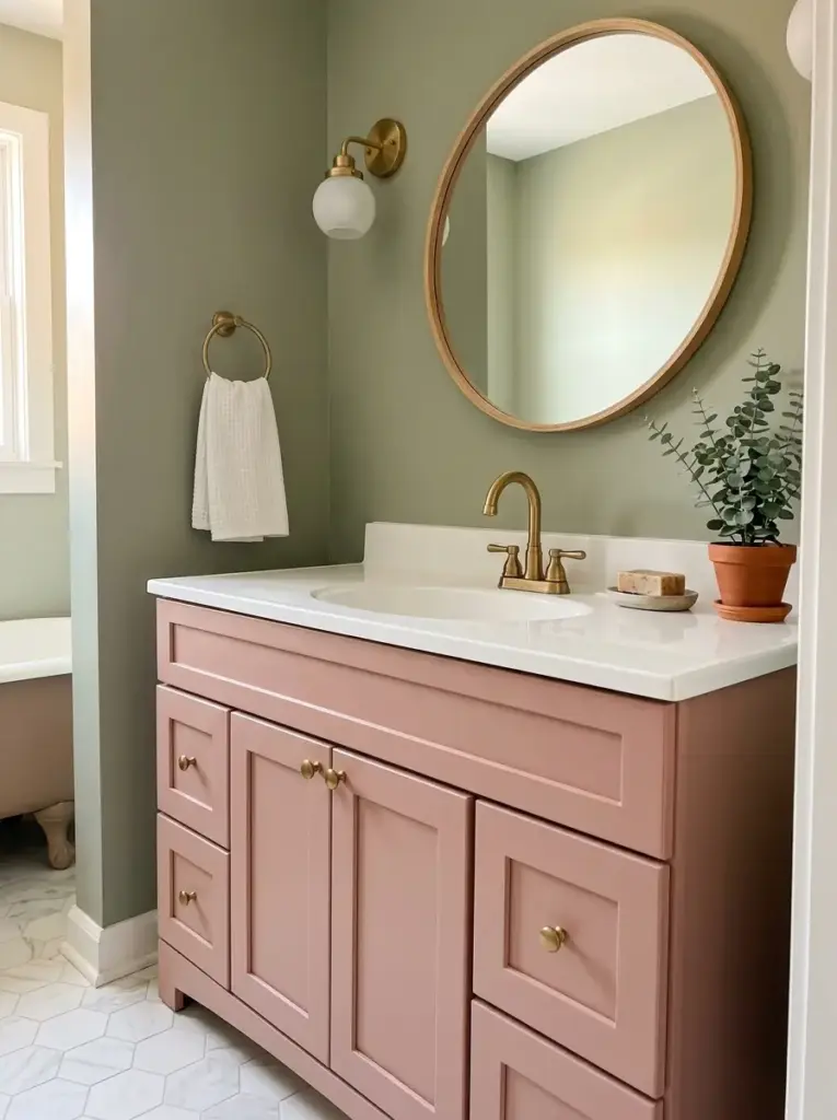Style a Pink Vanity with Green Walls
