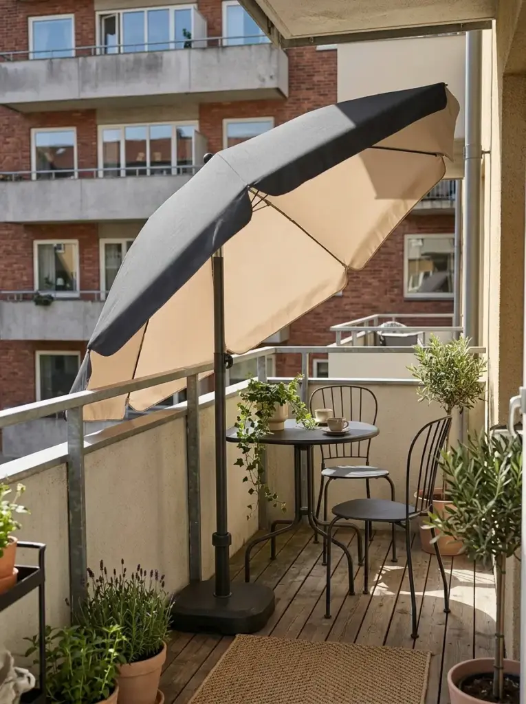 Tall Outdoor Umbrella for Overhead and Side Privacy