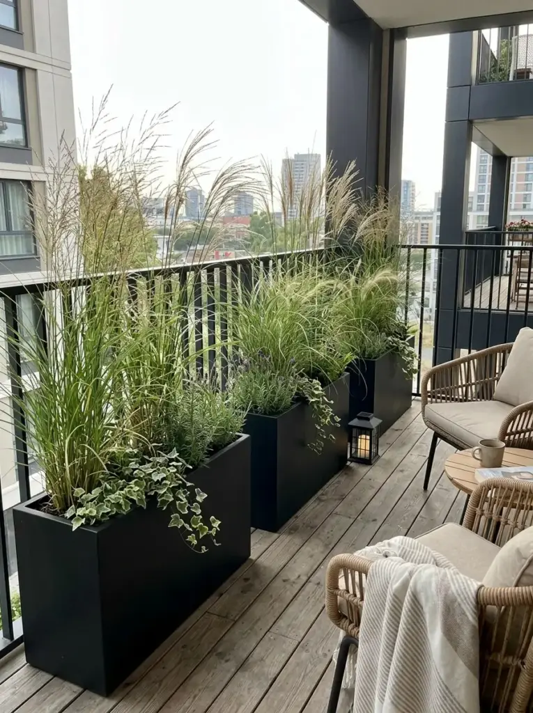 Tall Planter Boxes with Grasses