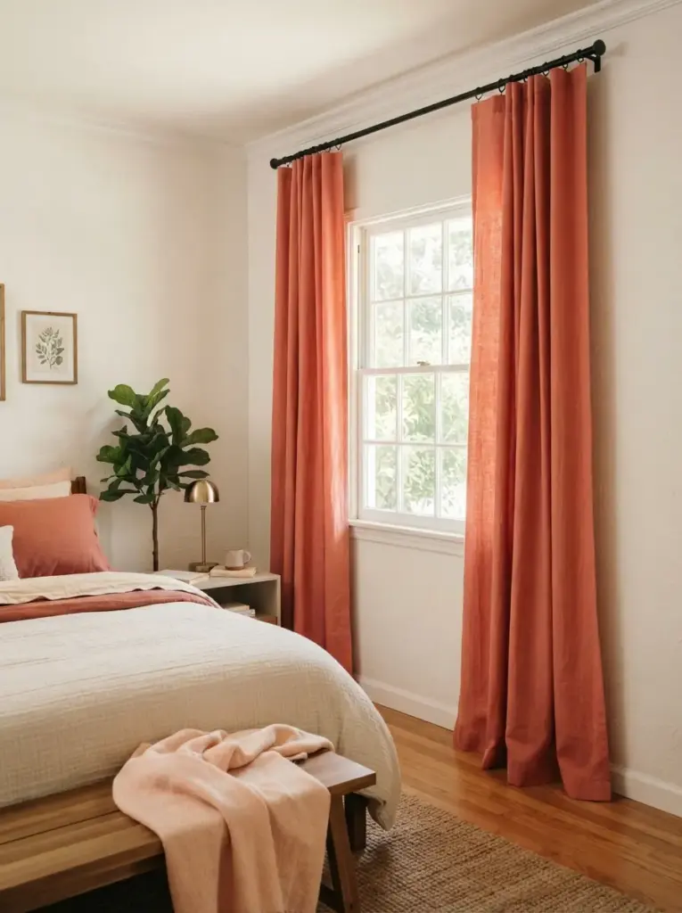 Use Coral Curtains With Plain Walls