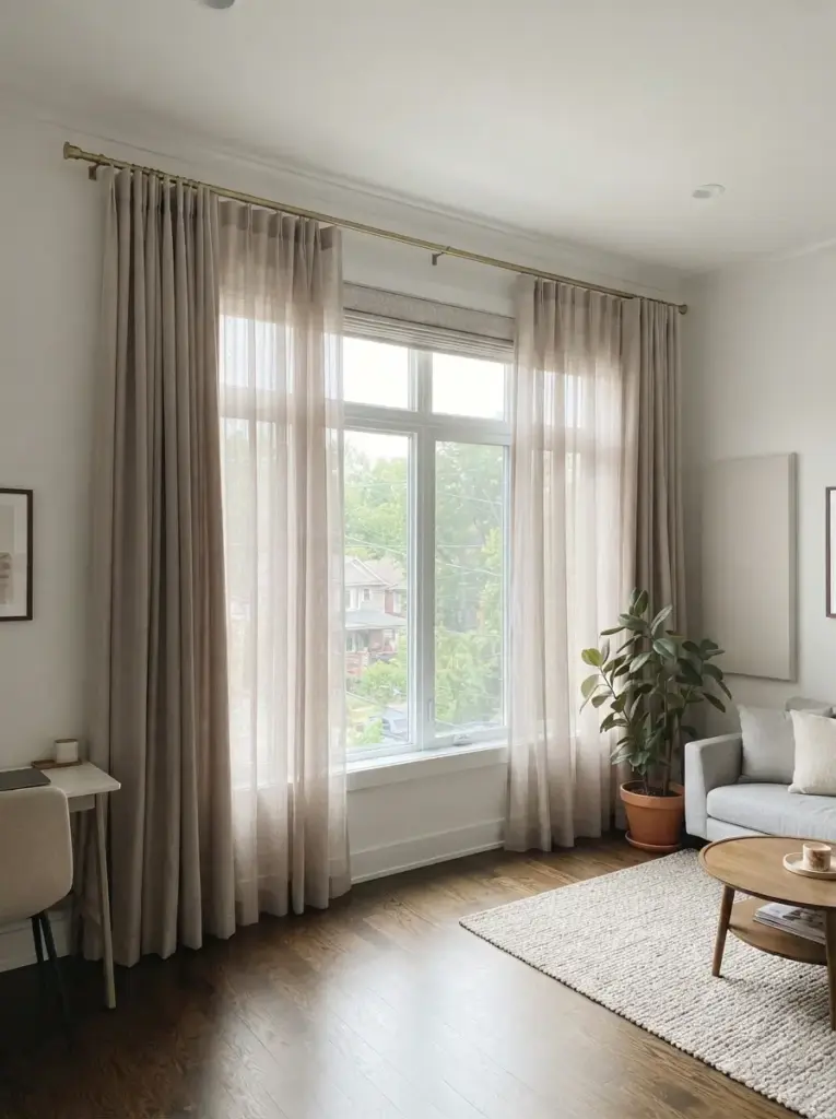 Use Curtains to Add Height and Soften the Room