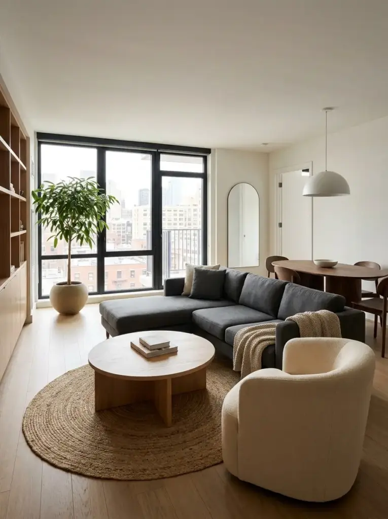 Use Curved Furniture to Soften Straight Lines
