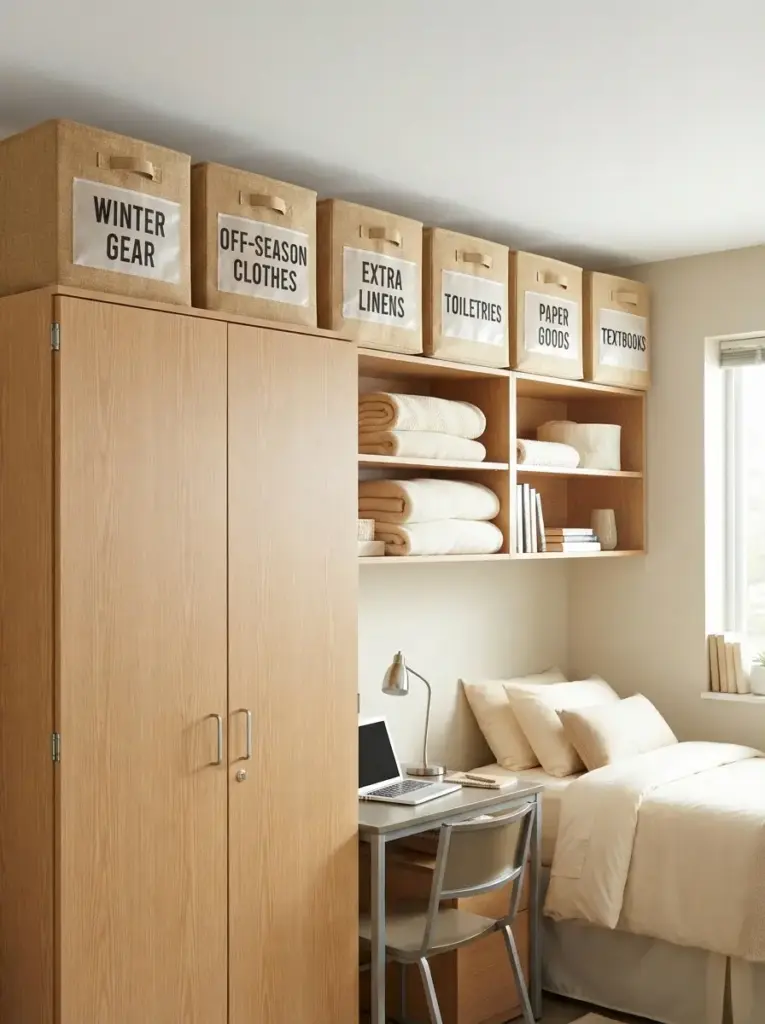 Use Matching Baskets Above Cabinets and Closets