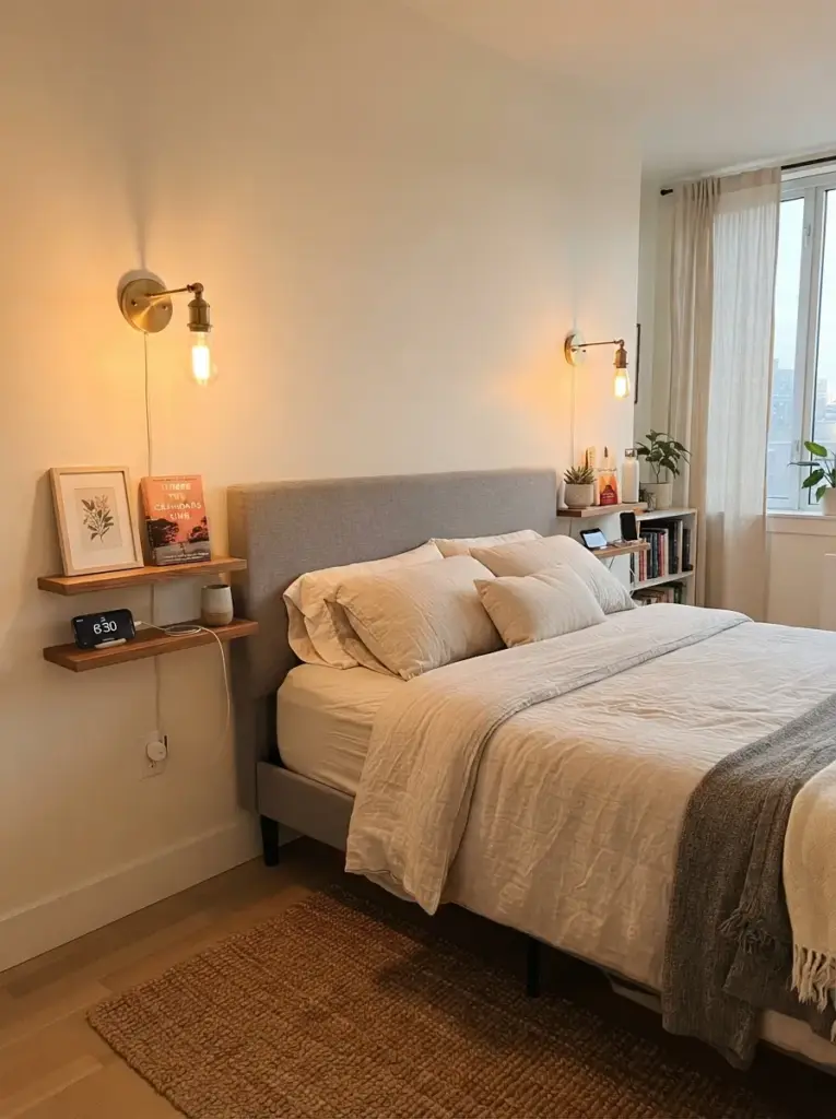Use Matching Bedside Shelves Instead of Tables