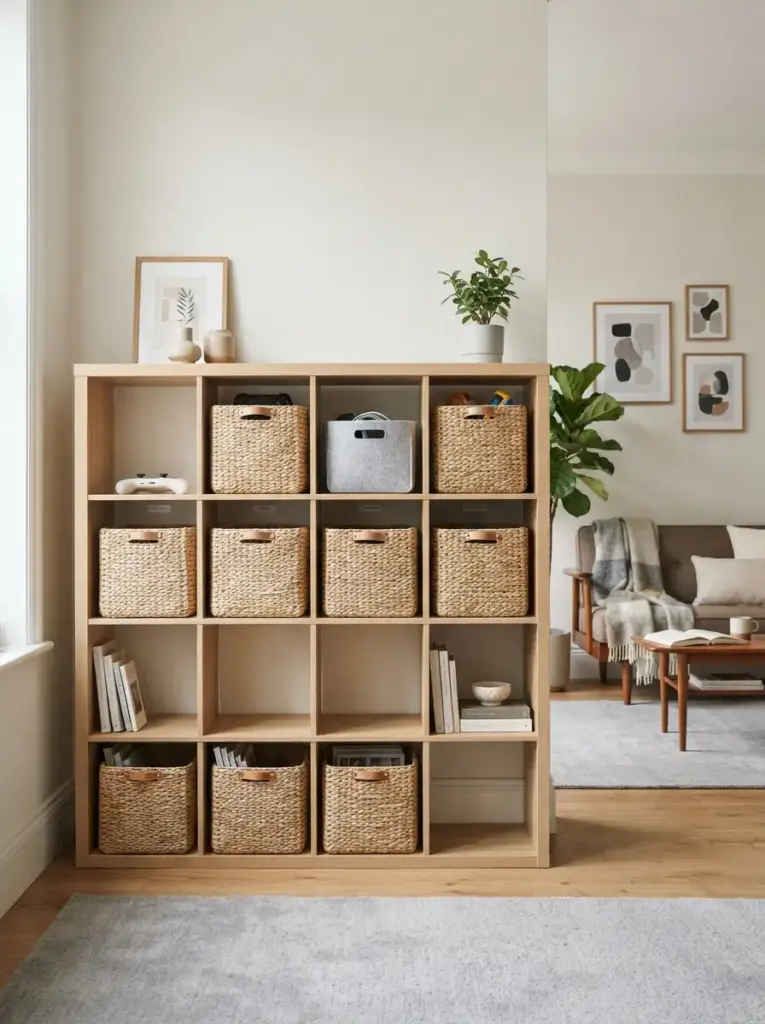 Use Matching Storage Baskets Inside Open Cubes