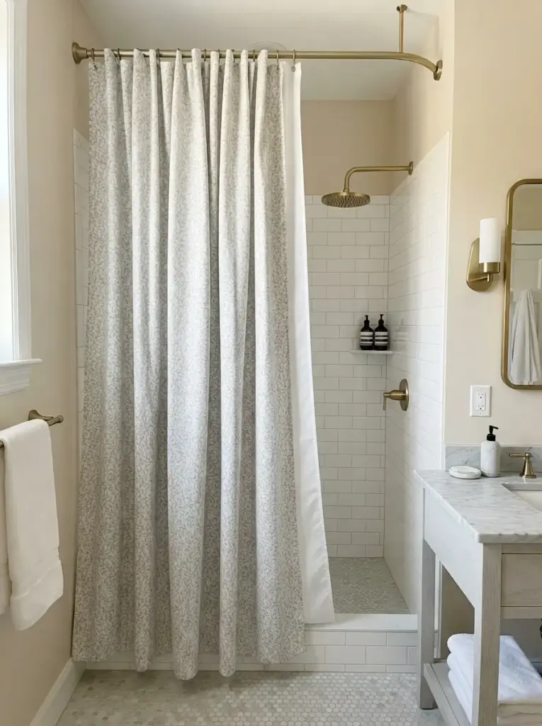 Use One Elegant Shower Curtain as the Main Feature