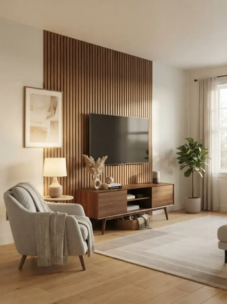 Use Peel-and-Stick Wood or Fluted Panels