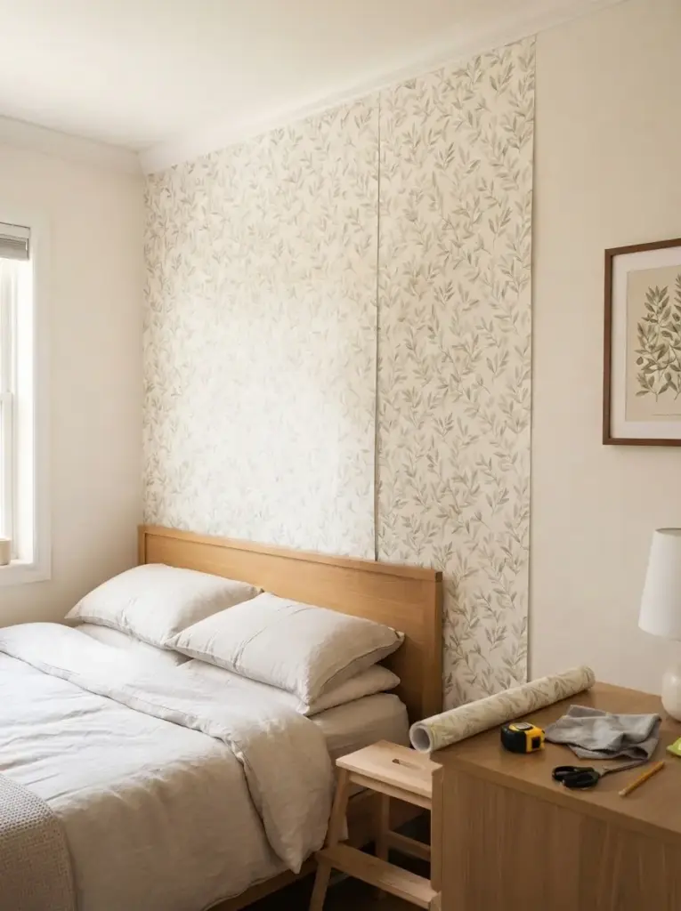 Use Removable Wallpaper With a Calm Pattern