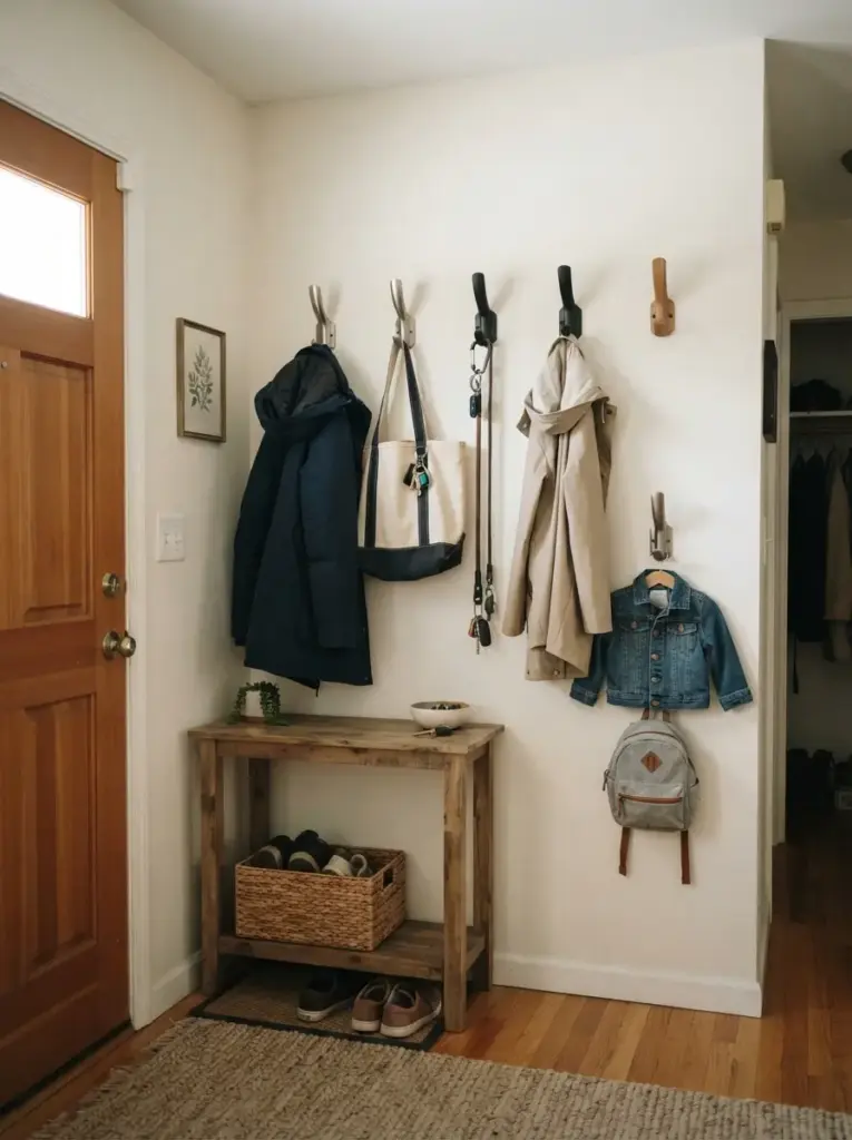 Use Wall Hooks Instead of a Bulky Coat Rack