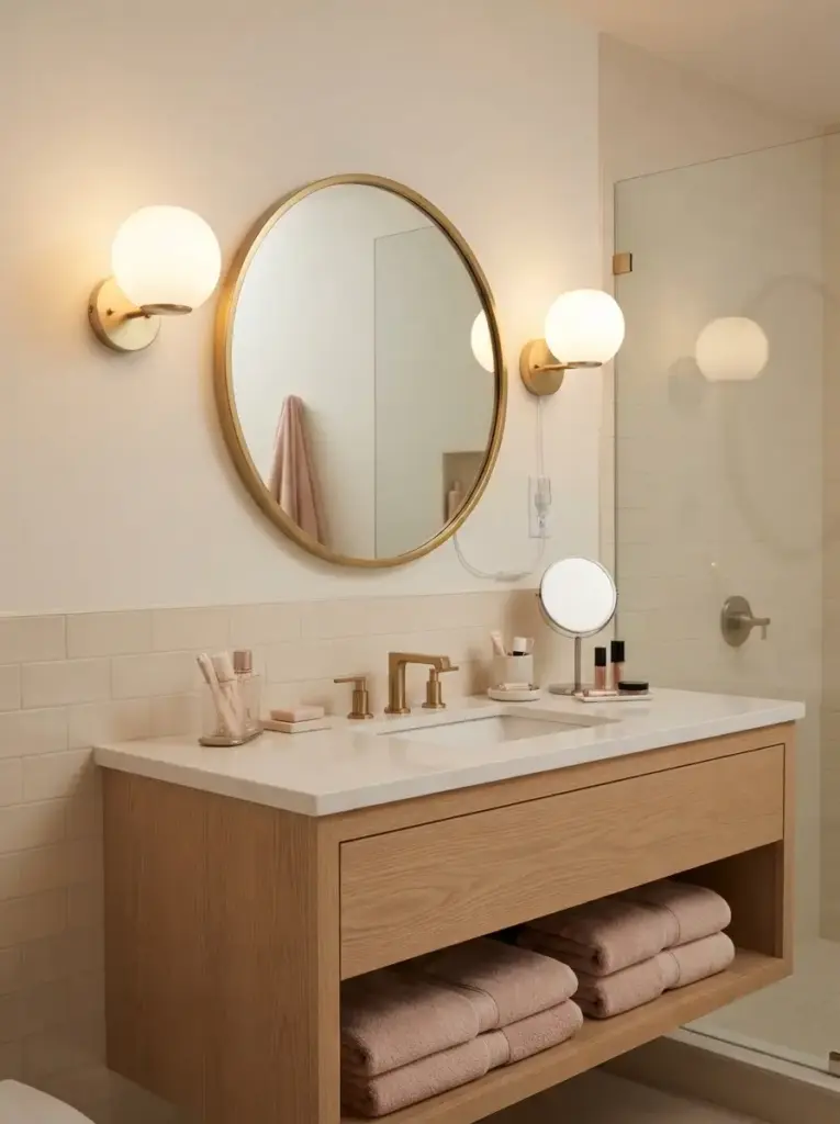 Use Wall-Mounted Lighting Beside the Mirror