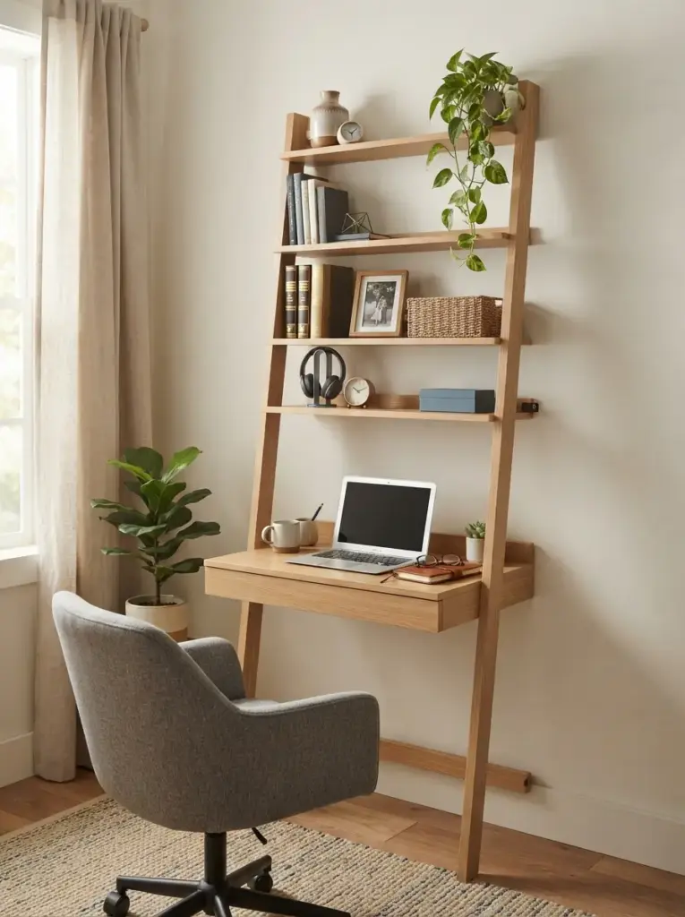 Use a Ladder Desk With Vertical Storage