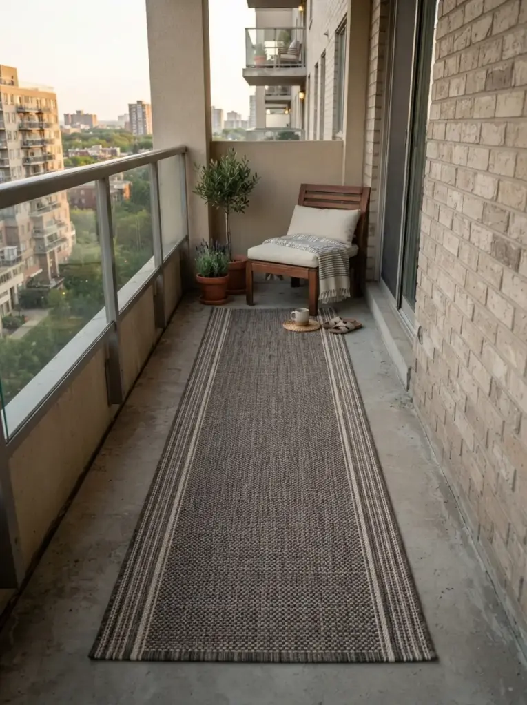 Use a Narrow Outdoor Rug to Define the Space