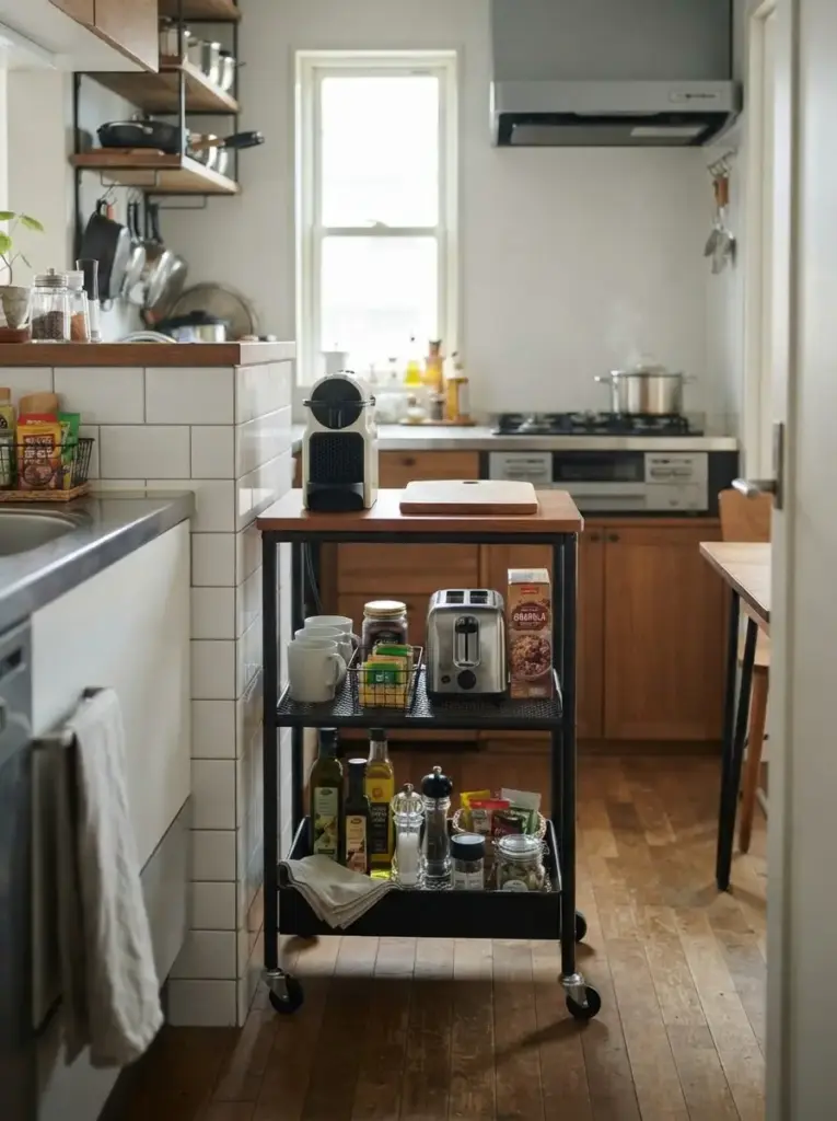 Use a Slim Rolling Cart for Flexible Storage