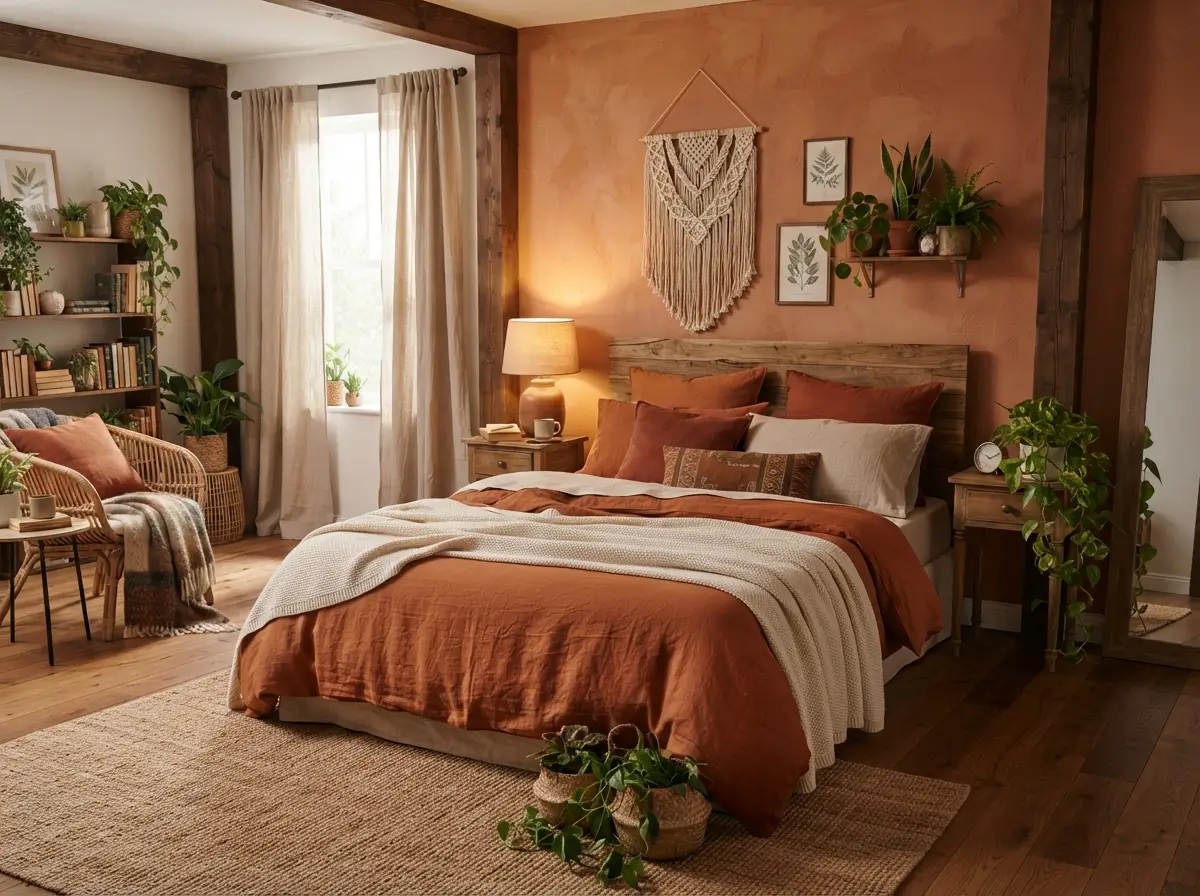 Warm Burnt Orange Bedroom Ideas with Earthy Appeal