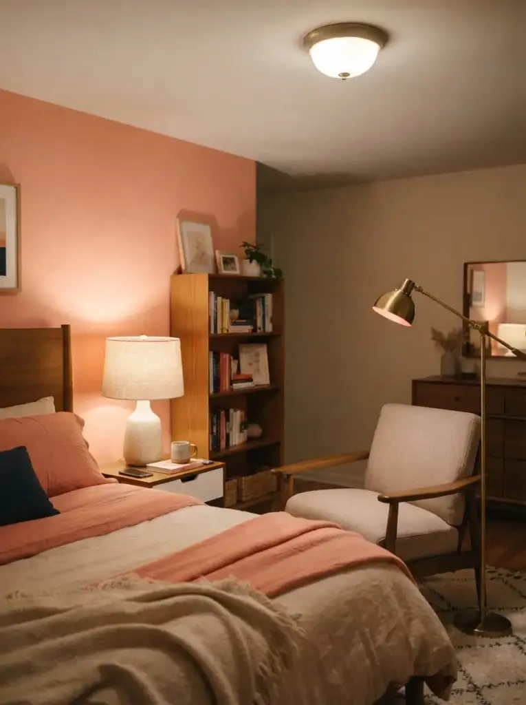 Warm the Room With Coral-Tinted Lighting Details