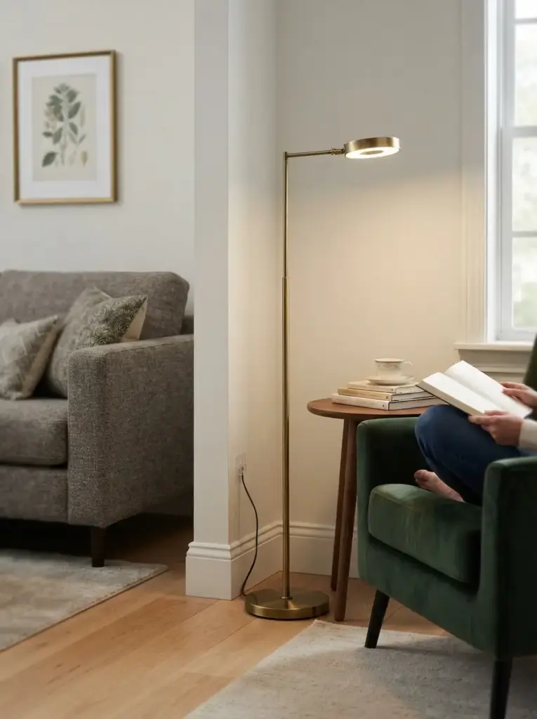 Add a Slim Floor Lamp Beside the Sofa