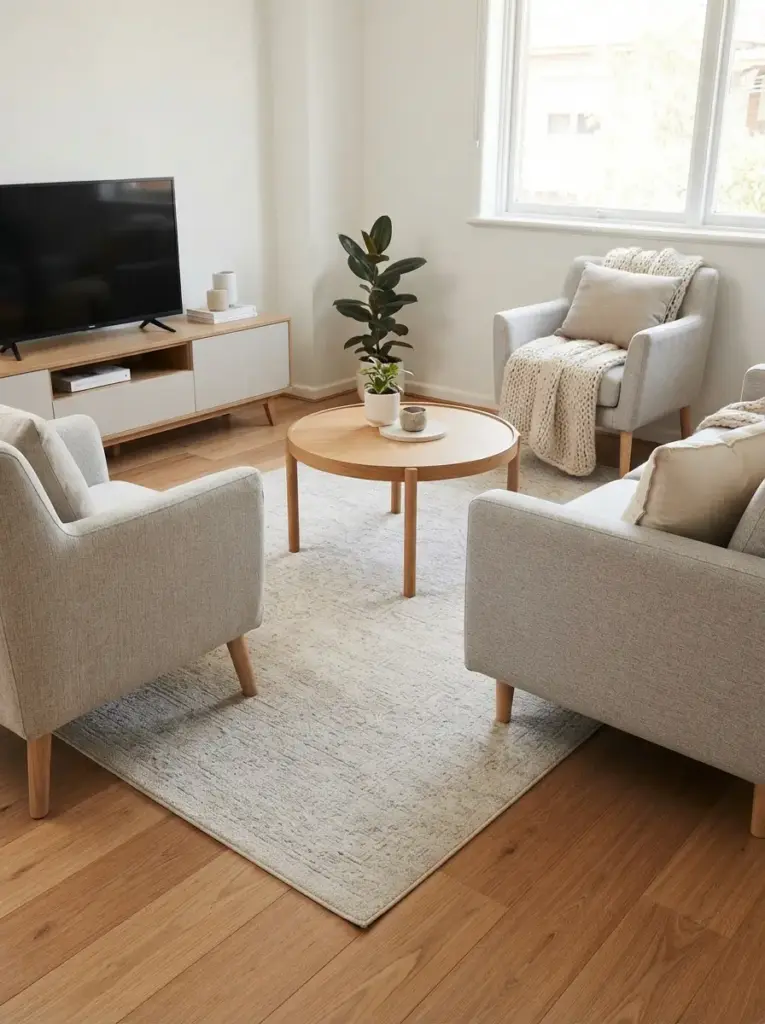 Let One Rug Define the Seating Area